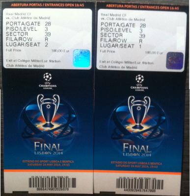 2 Entradas para la final de la champions 2014